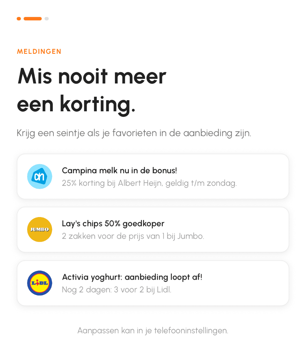 Meldingen in Mandje: een seintje als je favorieten in de aanbieding zijn